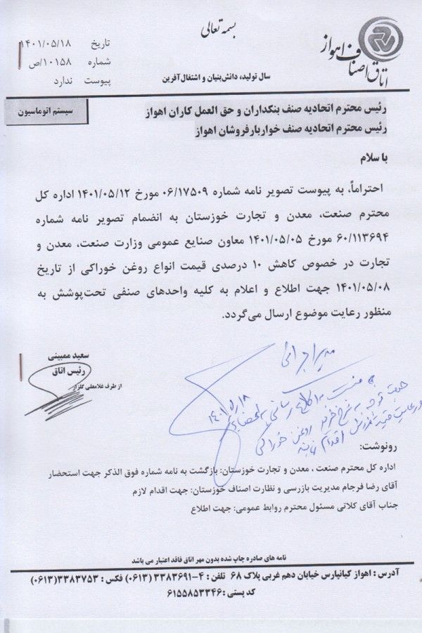 تعدیل 10 درصدی قیمت روغن خوراکی